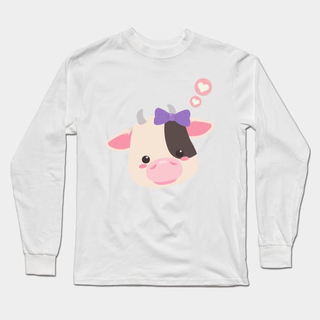 Baby Cow | Super Cute and Kawaii Pink Fluffy Calf Long Sleeve T-Shirt by OMC Designs